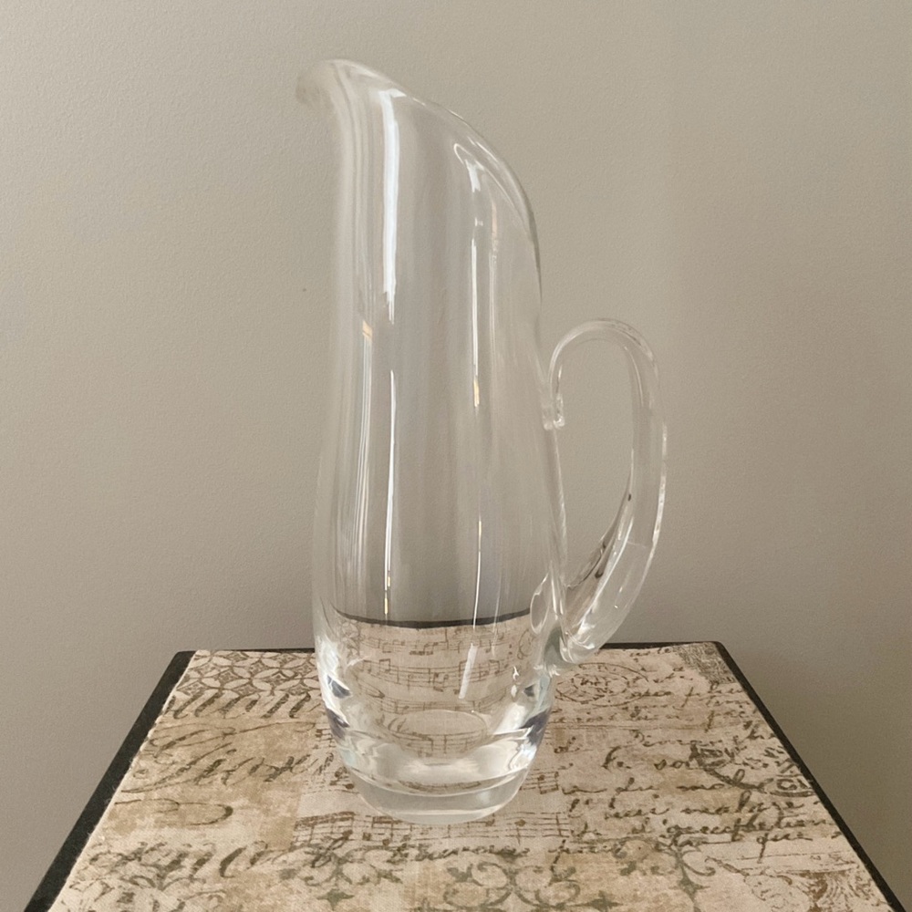 Steuben Signed Crystal Martini Pitcher Handblown Clear Art Glass Barware Vintage